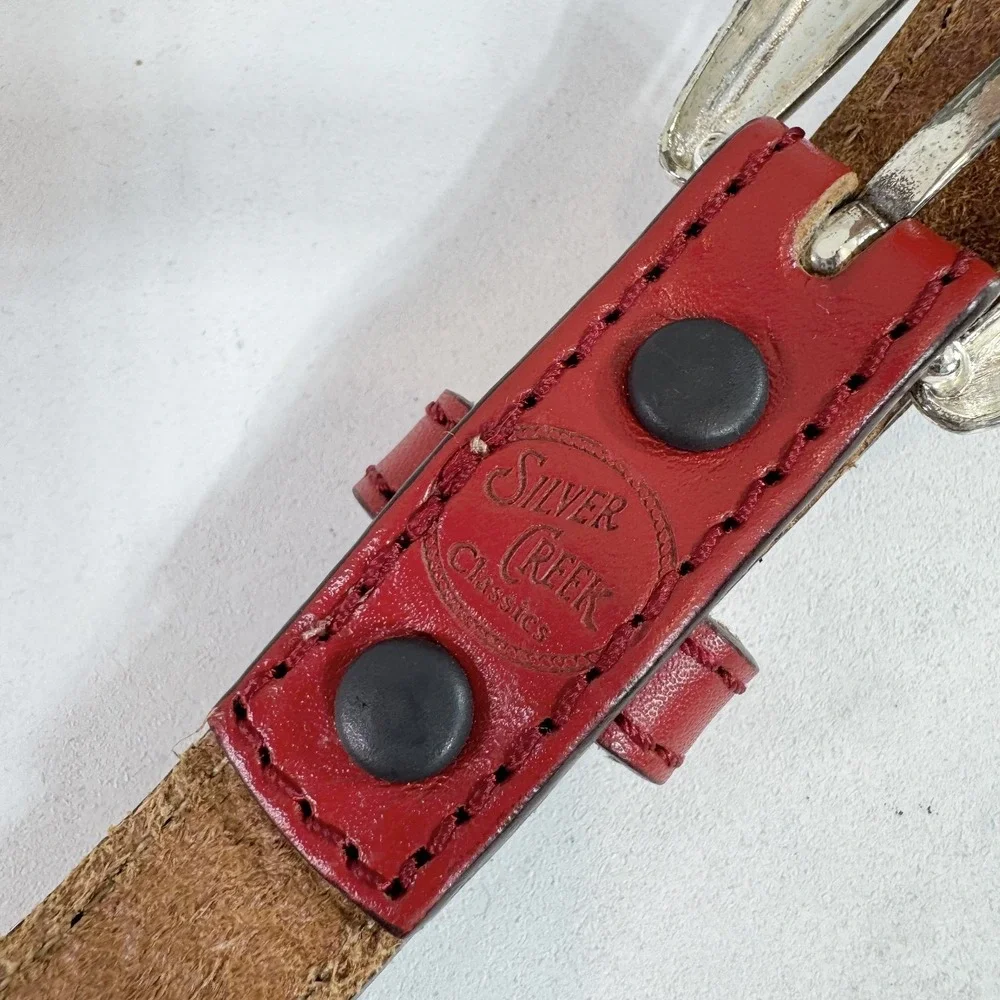 Silver Creek Classics Belt Girls One Size Red Leather Concho Western 24 Waist